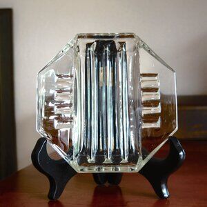 Mid-century Vintage Safex Octagon Clear Ribbed Glass Ashtray